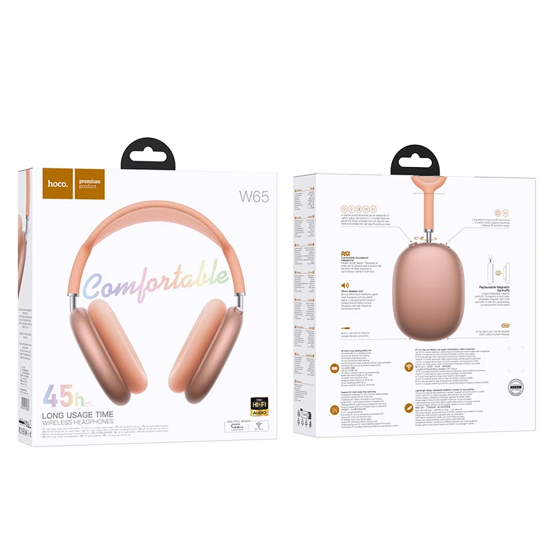 Накладные беспроводные наушники Hoco W65 Happy, Orange 2, купить оптом с доставкой