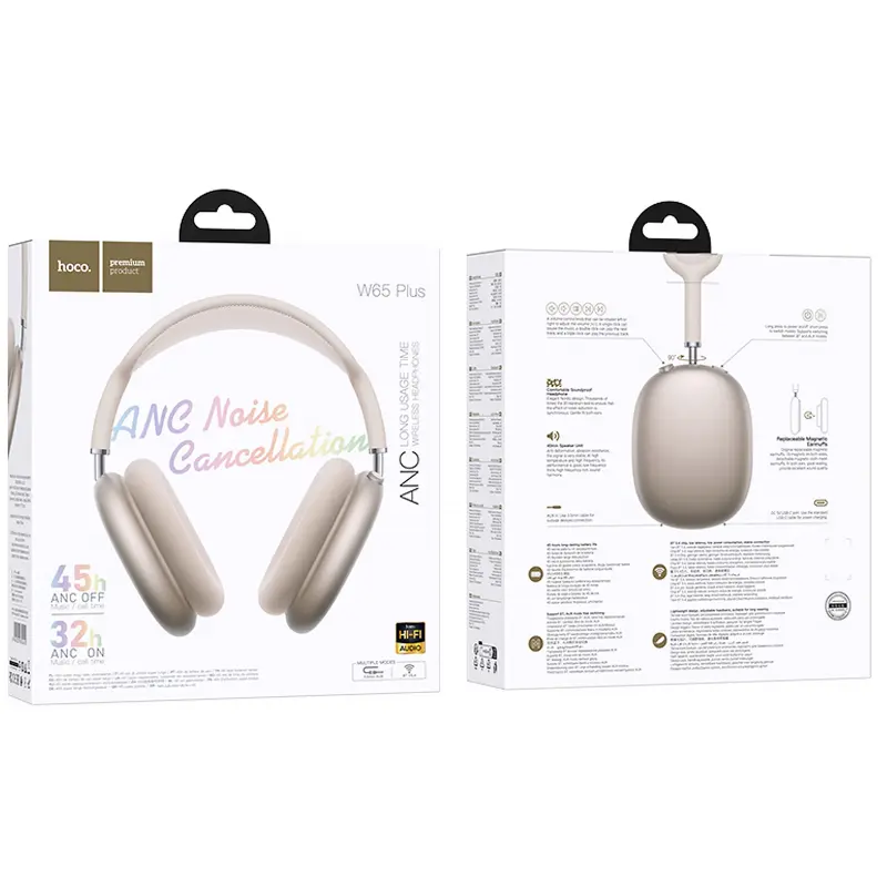 Накладные беспроводные наушники Hoco W65 Plus Happy ANC, Star Color 3, купить оптом с доставкой