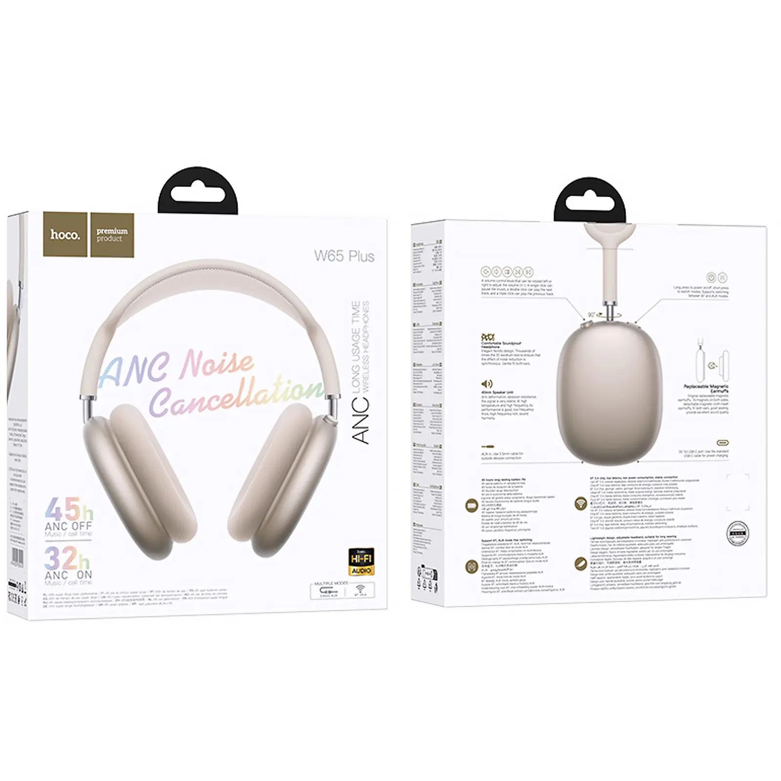 Накладные беспроводные наушники Hoco W65 Plus Happy ANC, Star Color 3, купить оптом с доставкой