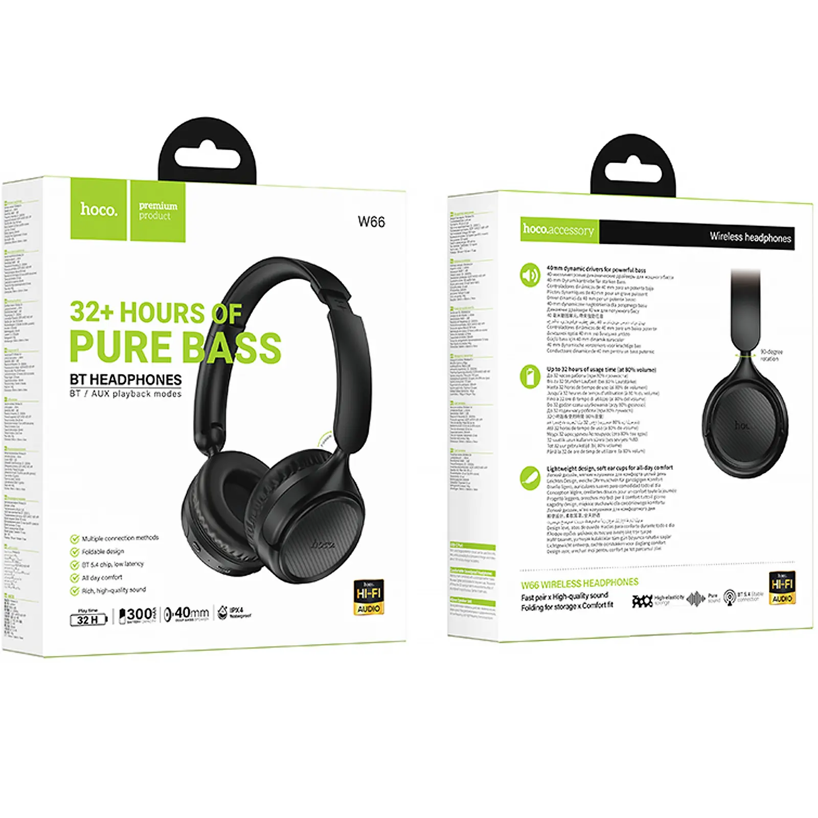 Накладні бездротові навушники Hoco W66 Wave, Black 3, купити оптом з доставкою