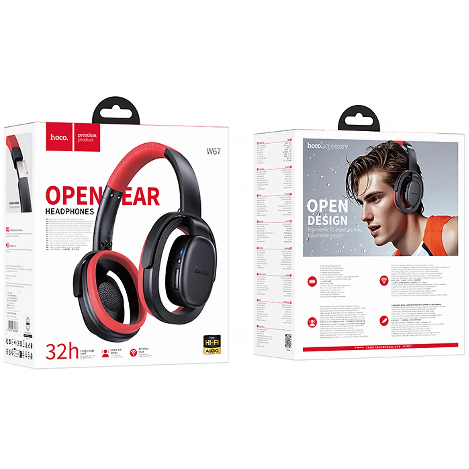 Накладные беспроводные наушники Hoco W67 Rhyme Open Ear, Black 2, купить оптом с доставкой