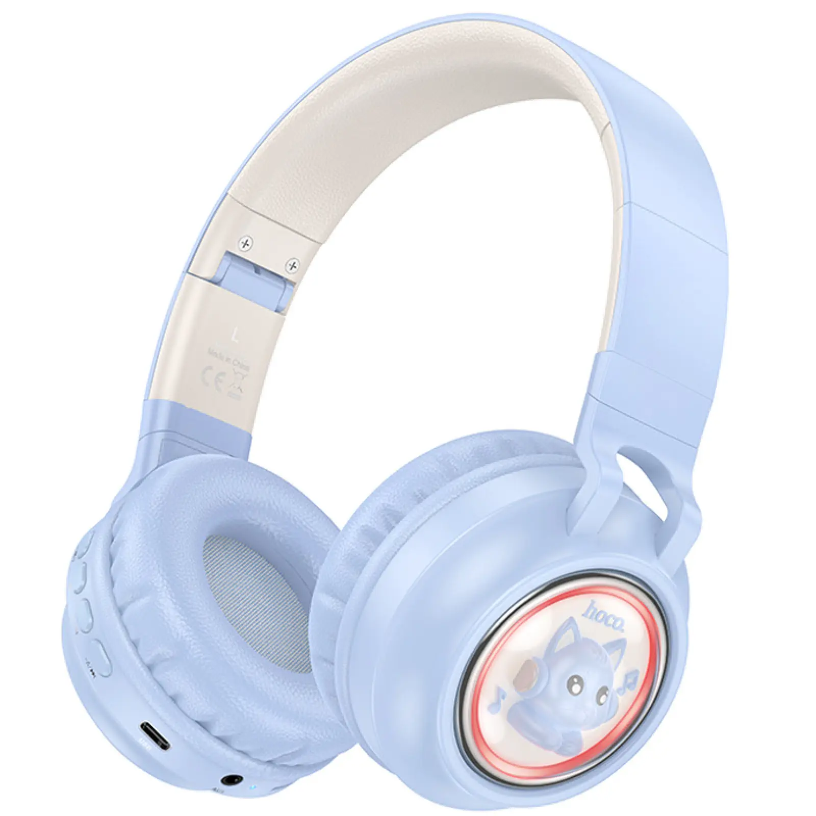 Уценка Накладные беспроводные наушники Hoco W50 Cute fun, Мятая упаковка / Blue, купить оптом с доставкой