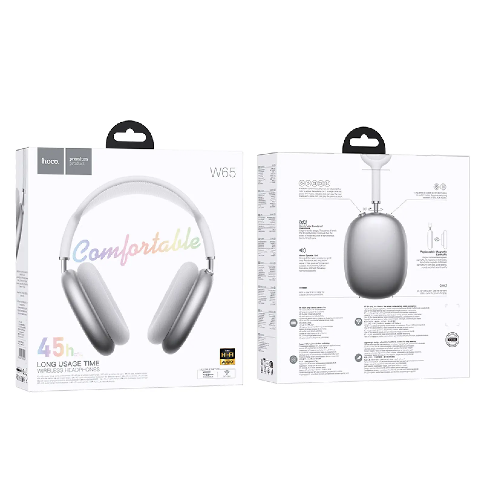 Уценка Накладные беспроводные наушники Hoco W65 Happy, Мятая упаковка / Silver 3, купить оптом с доставкой