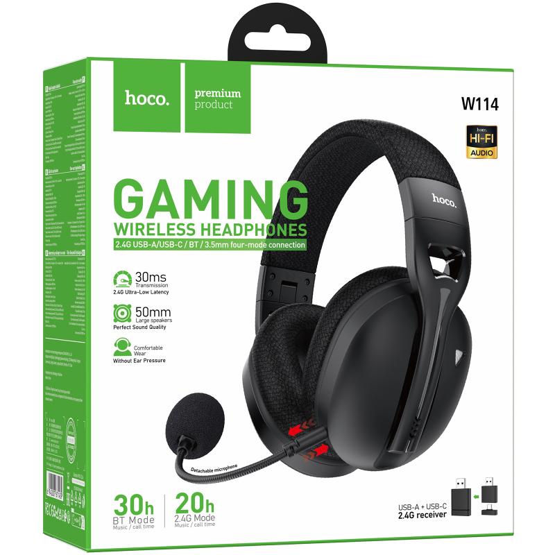 Накладные беспроводные наушники Hoco W114 Magic +3.5mm+2.4G на картинке №2