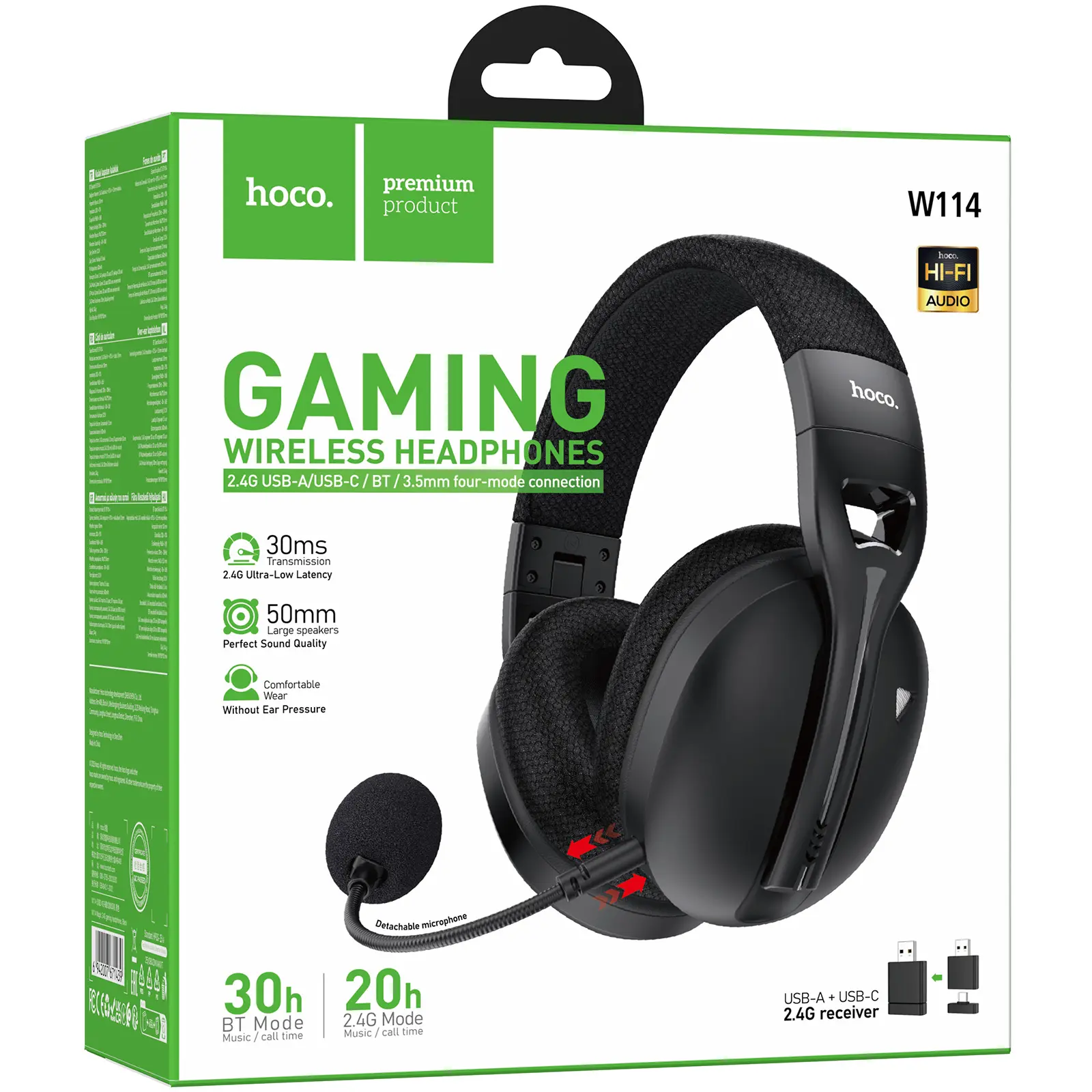 Накладные беспроводные наушники Hoco W114 Magic +3.5mm+2.4G, Black 1, купить оптом с доставкой