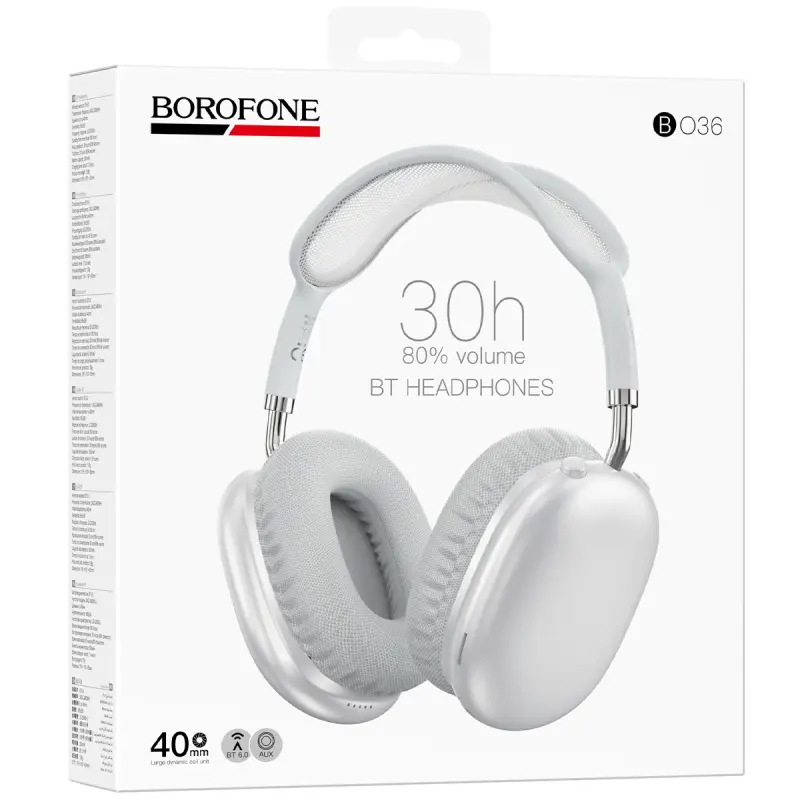 Накладні бездротові навушники Borofone BO36 Tone, Silver 1, купити оптом з доставкою