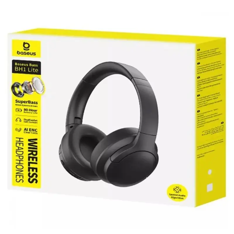 Накладные беспроводные наушники Baseus Bass BH1 Lite AI ENC (A0203C), Cosmic Black 1, купить оптом с доставкой