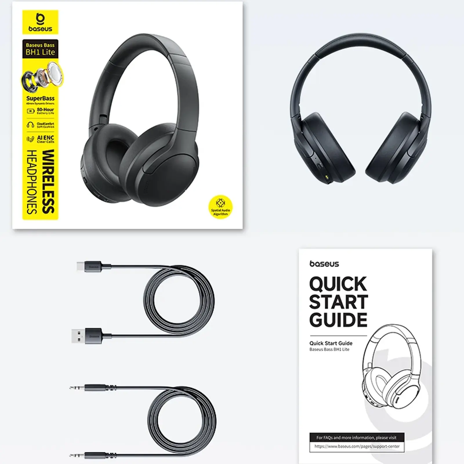Накладные беспроводные наушники Baseus Bass BH1 Lite AI ENC (A0203C), Cosmic Black 3, купить оптом с доставкой
