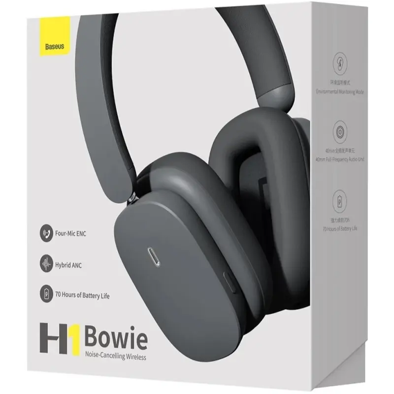 Накладные беспроводные наушники Baseus Bowie H1 Hybrid ANC (NGTW23), Grey 2, купить оптом с доставкой