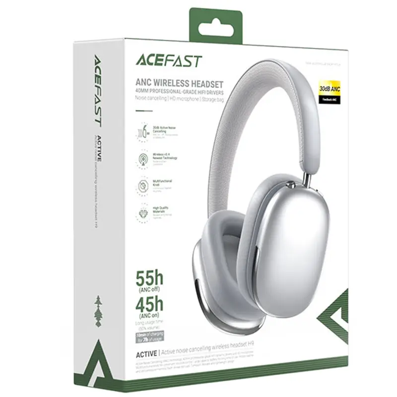 Накладные беспроводные наушники Acefast H9 ANC, Steel 3, купить оптом с доставкой