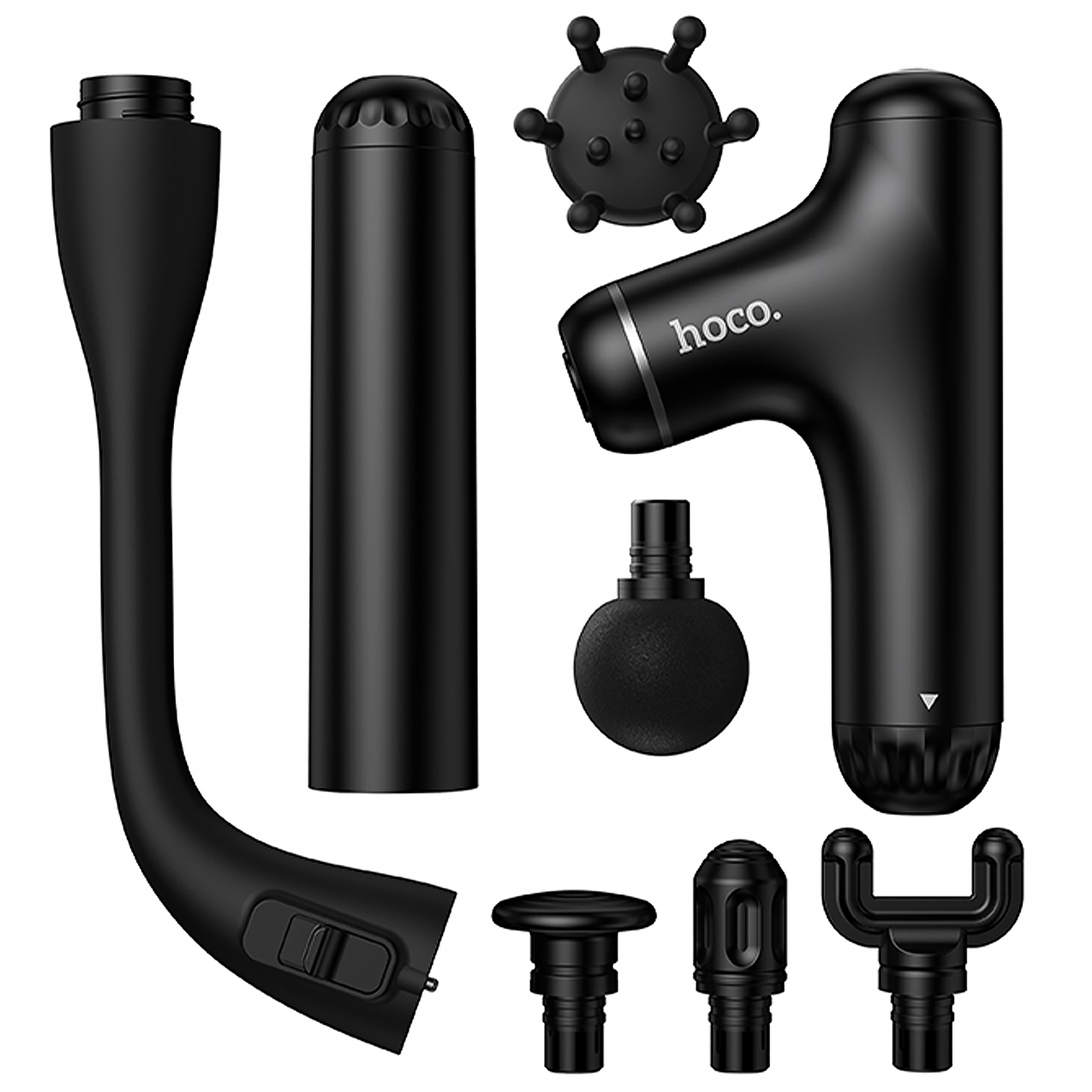 Перкуссионный масажер Hoco HP55 + 5 насадок, Black 3, купити оптом з доставкою