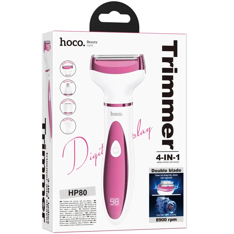 Женский триммер‑бритва Hoco HP80 4-in-1 300 mAh, Rose Red 1, купить оптом с доставкой