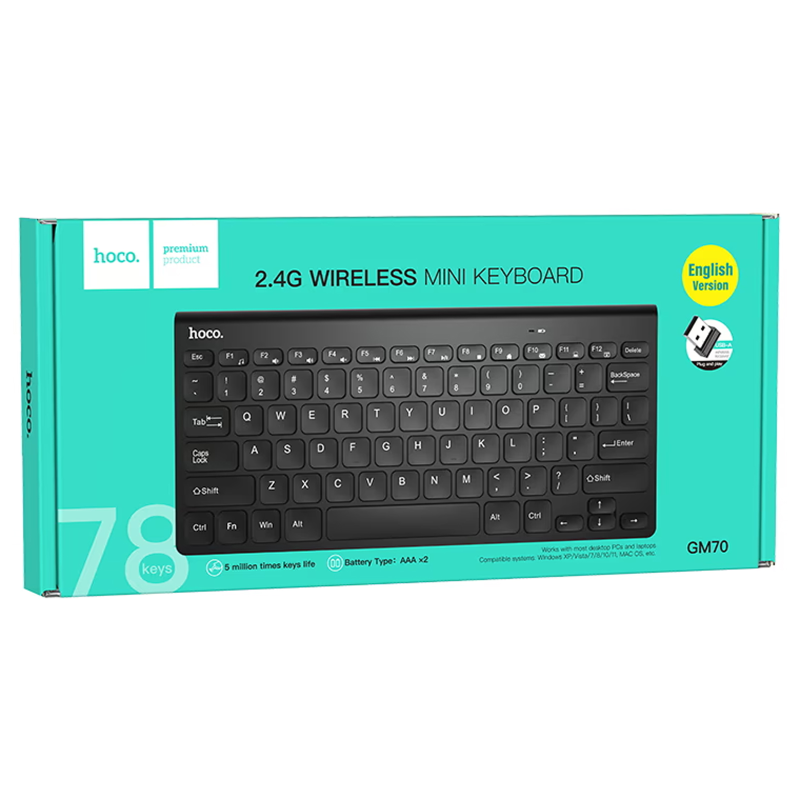 Клавіатура бездротова Hoco GM70 Dragon mini 2.4G (Ukrainian Version), Black 4, купити оптом з доставкою