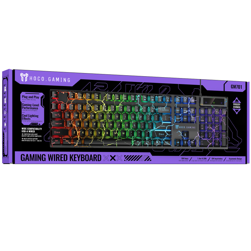 Клавиатура проводная Hoco GM701 Trofeo RGB (English Version) на картинке №2