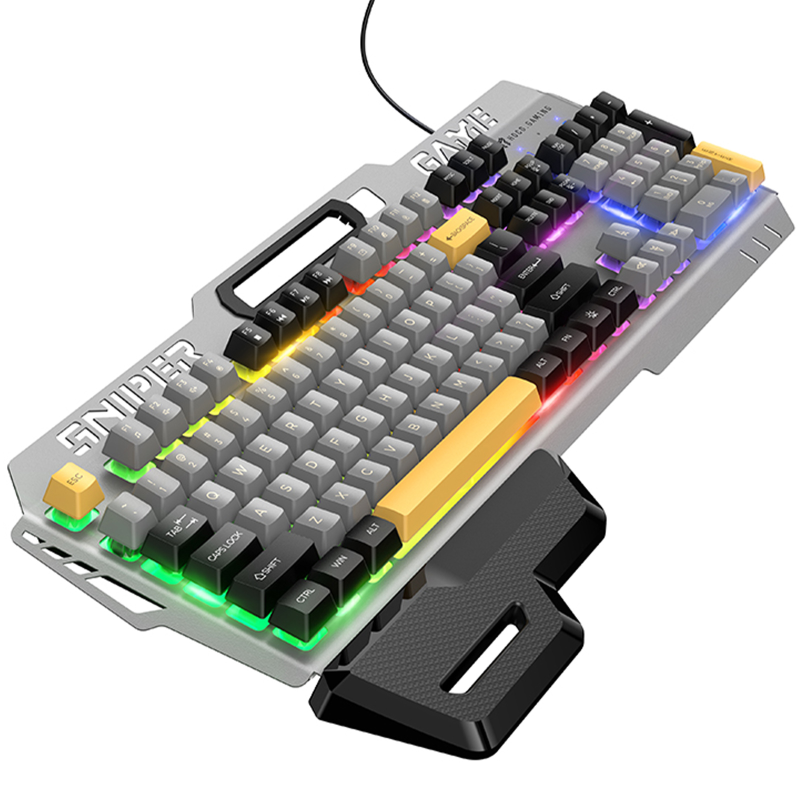 Клавиатура проводная Hoco GM702 Vistoso RGB (English Version), Gray / Black 4, купить оптом с доставкой