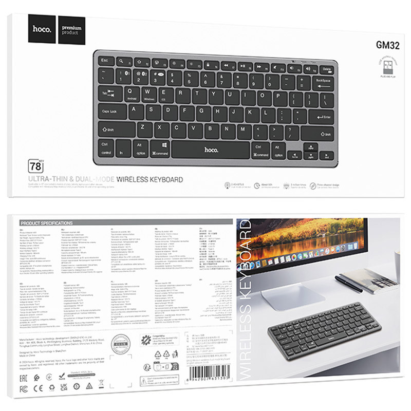 Бездротова клавіатура Hoco GM32 Wisdom dual-mode (English version) на малюнкі №3