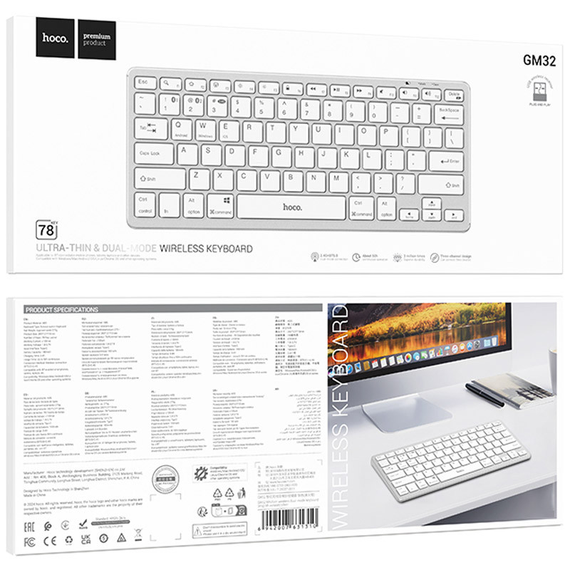 Бездротова клавіатура Hoco GM32 Wisdom dual-mode (English version) на малюнкі №3