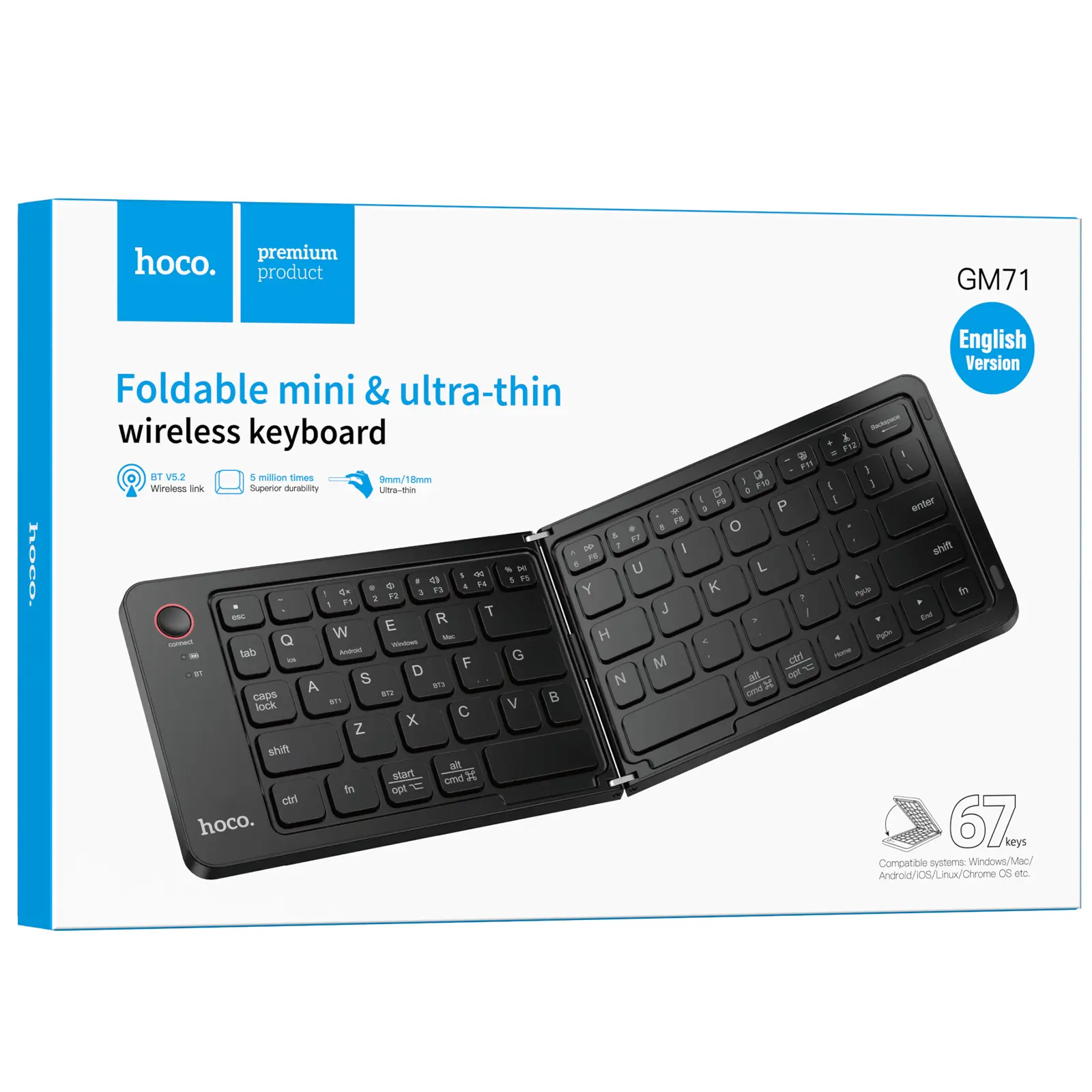 Клавиатура беспроводная складная Hoco GM71 Proficient mini 2.4G, Black 1, купить оптом с доставкой