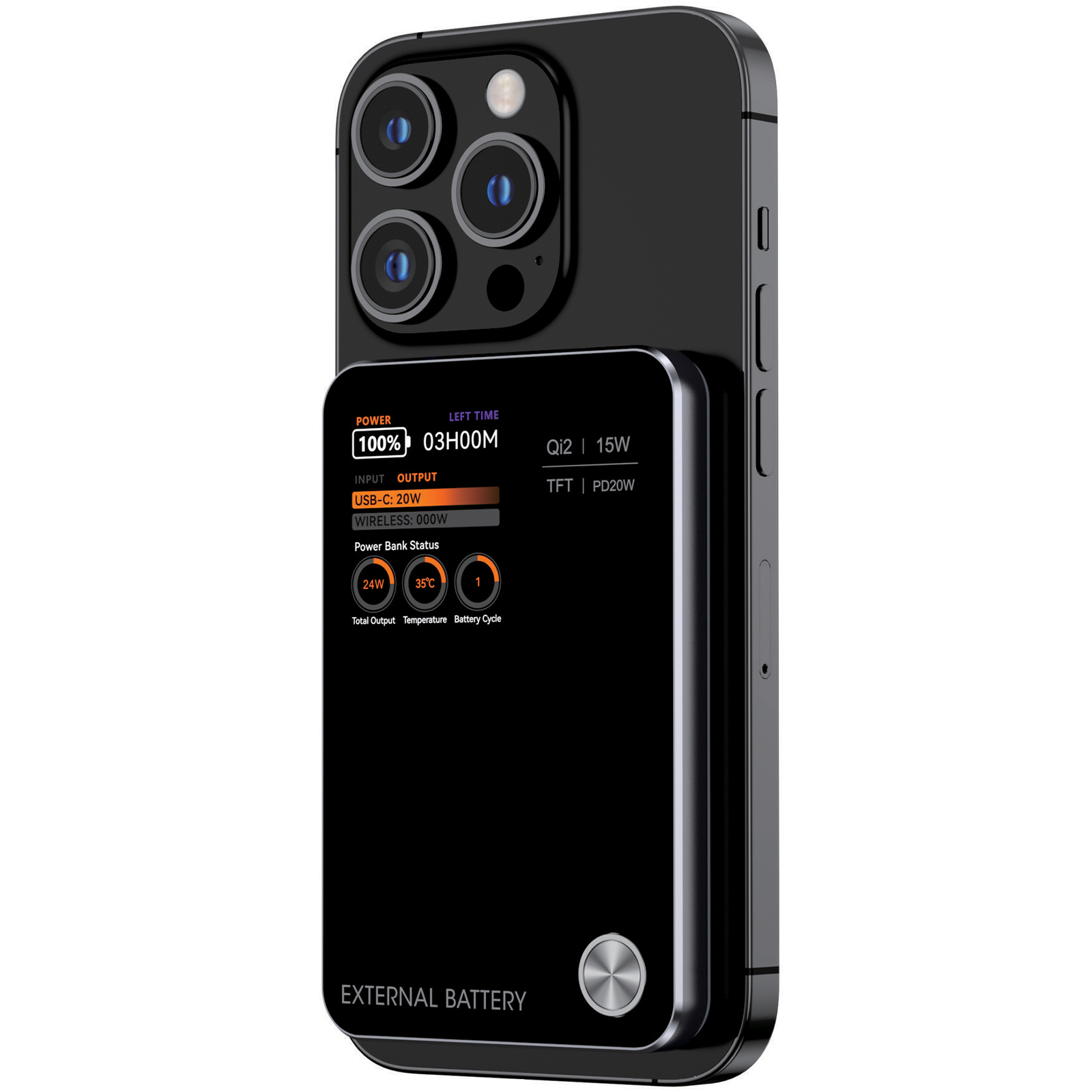 Портативное ЗУ Power Bank Amaya W053C PD20W с БЗУ 5000 mAh, Black, купить оптом с доставкой