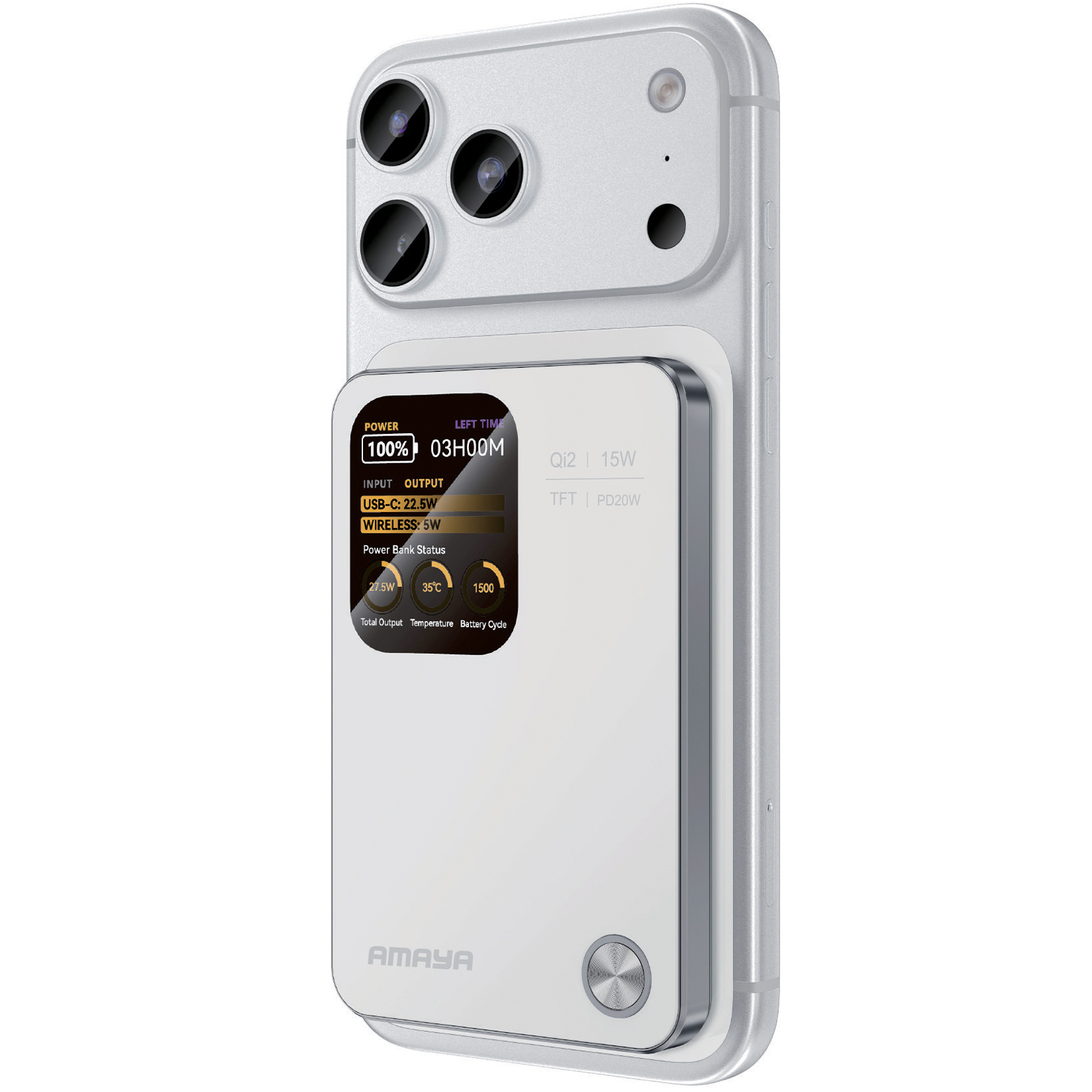 Портативное ЗУ Power Bank Amaya W053C PD20W с БЗУ 5000 mAh, White, купить оптом с доставкой