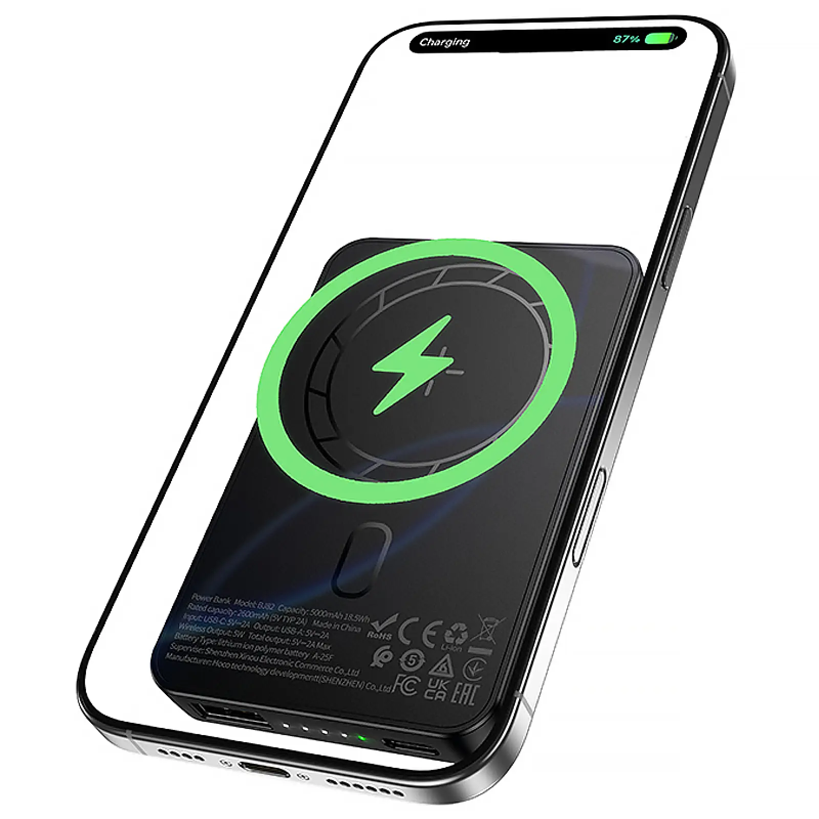 Портативное ЗУ Power Bank Borofone BJ82 Dawn 20W с БЗУ 5000 mAh, Black 1, купить оптом с доставкой
