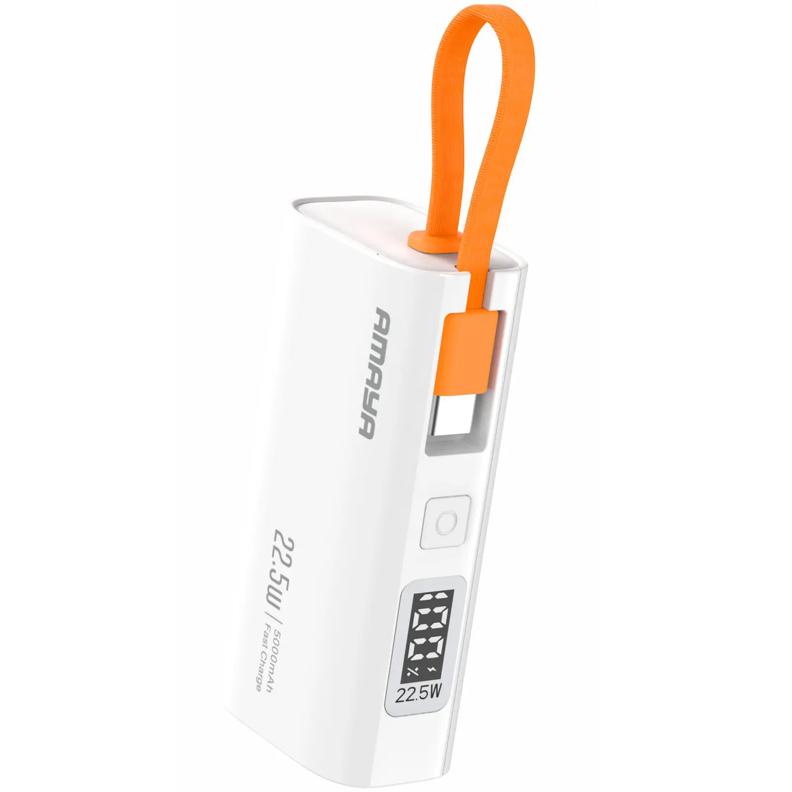 Портативное ЗУ Power Bank Amaya FD39 22.5W with display and cable 5000 mAh, White, купить оптом с доставкой