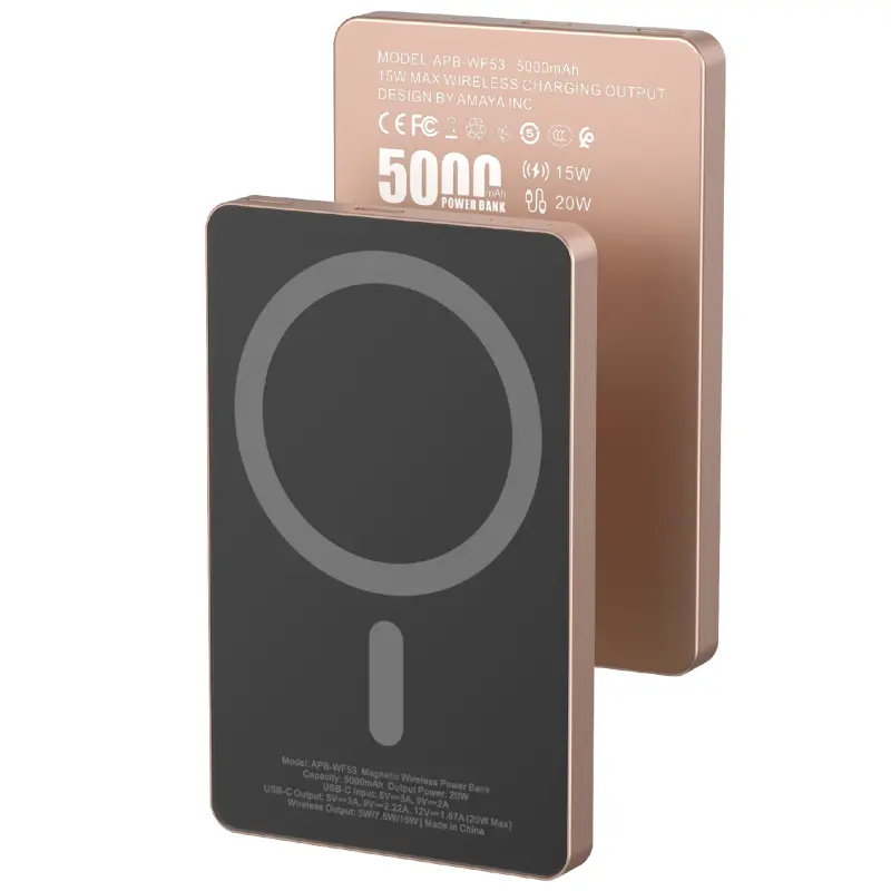 Портативное ЗУ Power Bank Amaya APB-WF53 15W с БЗУ 5000 mAh, Black, купить оптом с доставкой