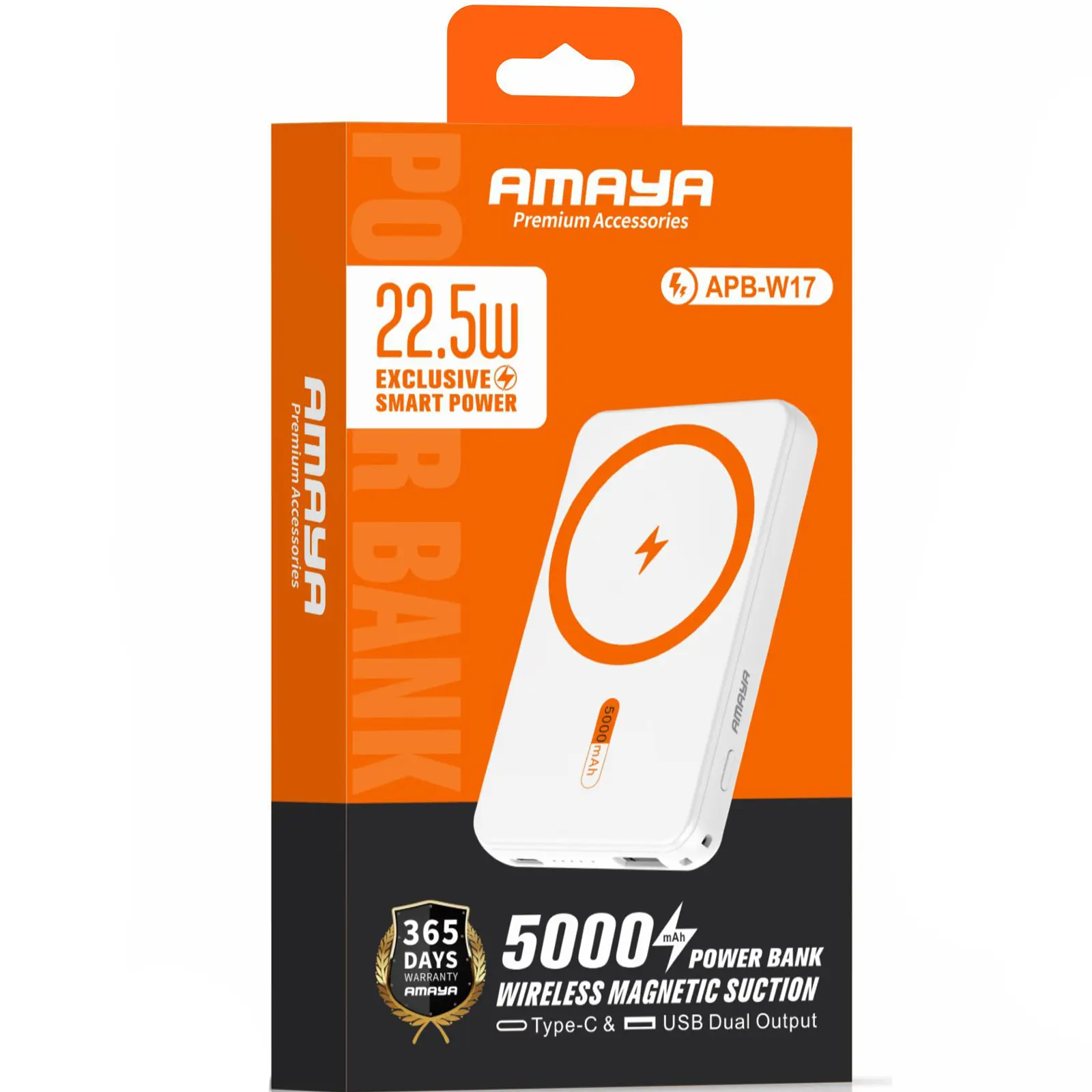 Портативное ЗУ Power Bank Amaya W17 15W+PD22.5W с БЗУ 5000 mAh, White 1, купить оптом с доставкой