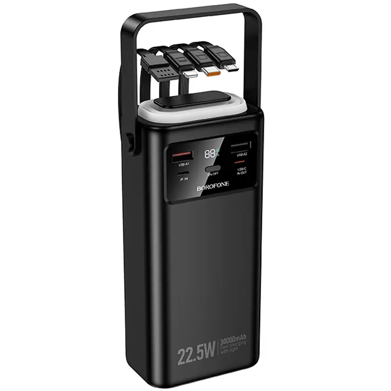 Портативний ЗП Power Bank Borofone BJ65 High 22.5W+PD20W with cable 30000 mAh, Black 1, купити оптом з доставкою