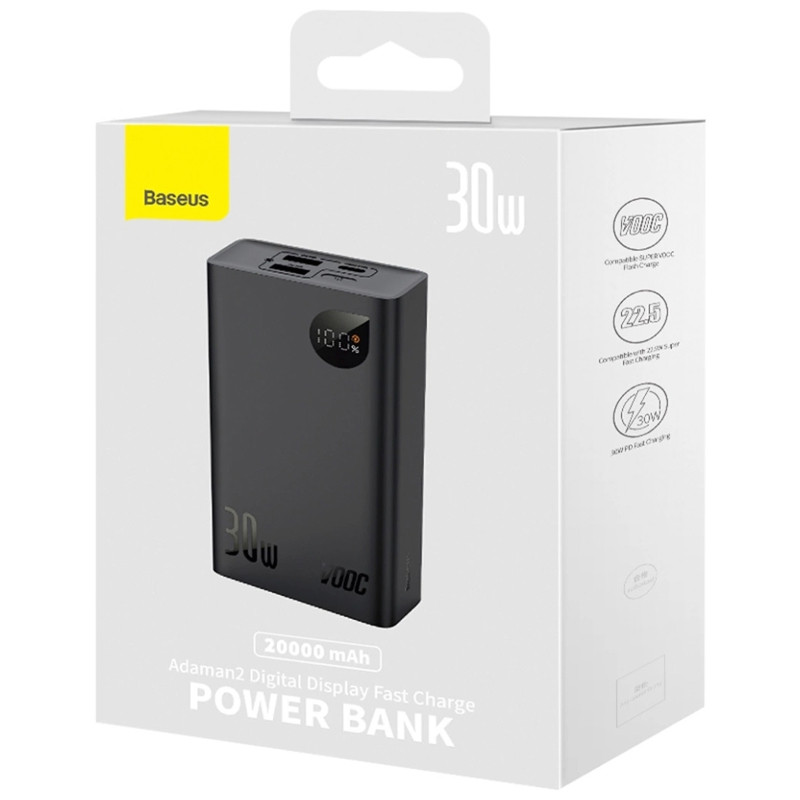 Портативний ЗП Power Bank Baseus Adaman2 Digital Display 30W VOOС OS 20000 mAh (PPAD050101) на малюнкі №6