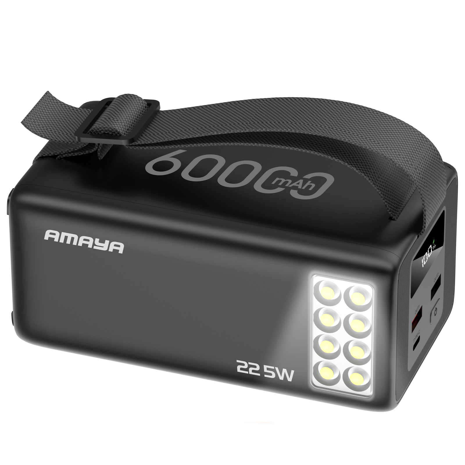 Портативное ЗУ Power Bank Amaya F600L PD22.5W flashlight 60000 mAh, Black, купить оптом с доставкой