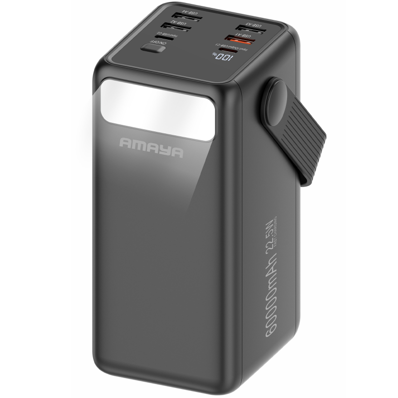 Уценка Портативное ЗУ Power Bank Amaya APB-60 22.5W flashlight with cable 60000 mAh, Мятая упаковка / Black, купить оптом с доставкой