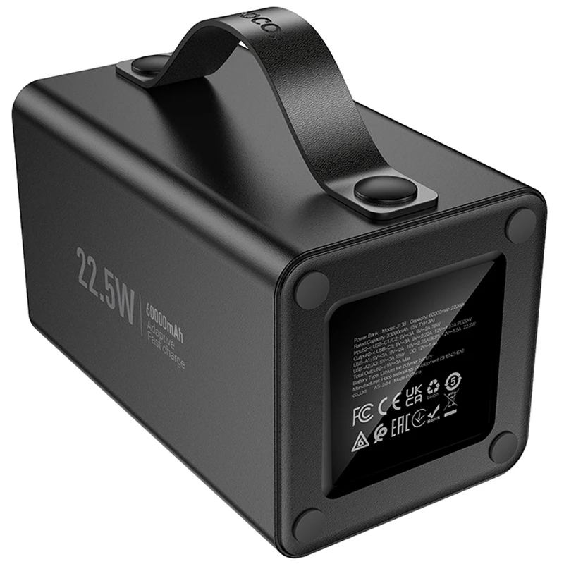 Портативний ЗП Power Bank Hoco J138 22.5W+PD20W+DC12V 60000 mAh, Black 2, купити оптом з доставкою