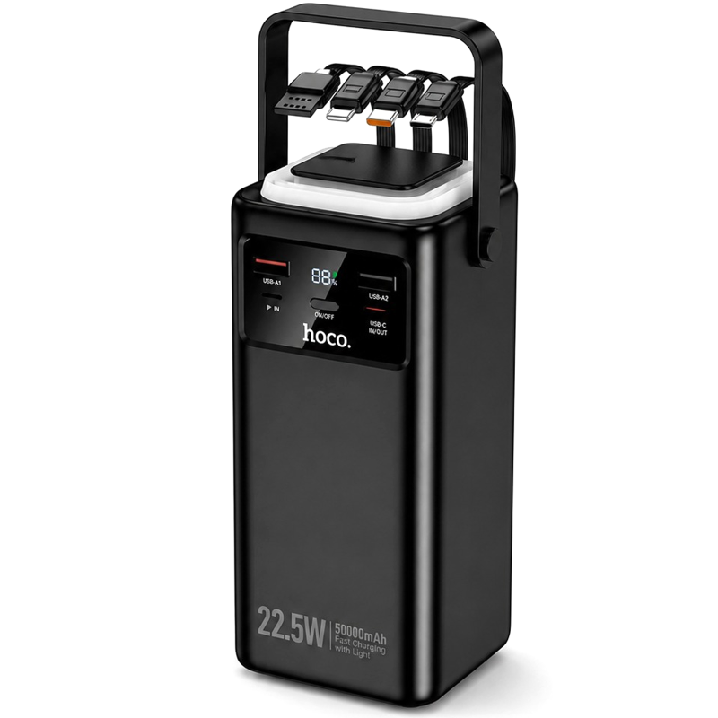 Портативное ЗУ Power Bank Hoco EJ65A High 22.5W+PD20W with cable 50000 mAh, Black 1, купить оптом с доставкой