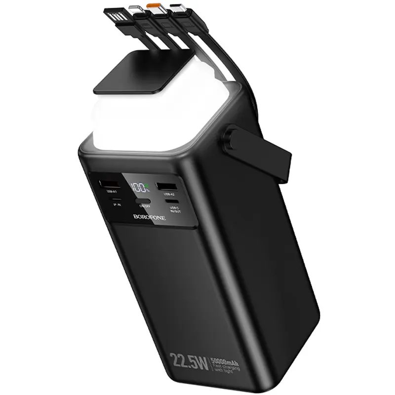 Портативное ЗУ Power Bank Borofone BJ65A High 22.5W+PD20W with cable 50000 mAh, Black, купить оптом с доставкой