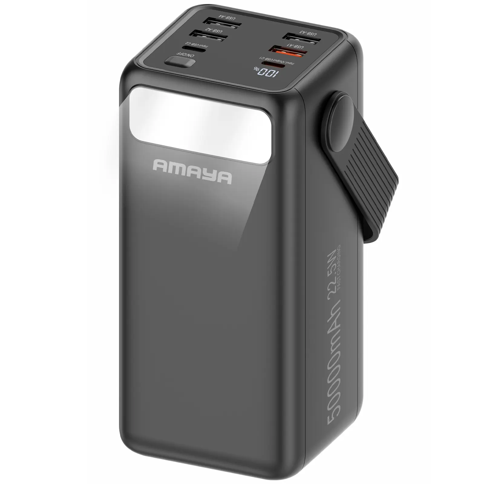 Портативное ЗУ Power Bank Amaya APB-50 22.5W flashlight with cable 50000 mAh, Black, купить оптом с доставкой
