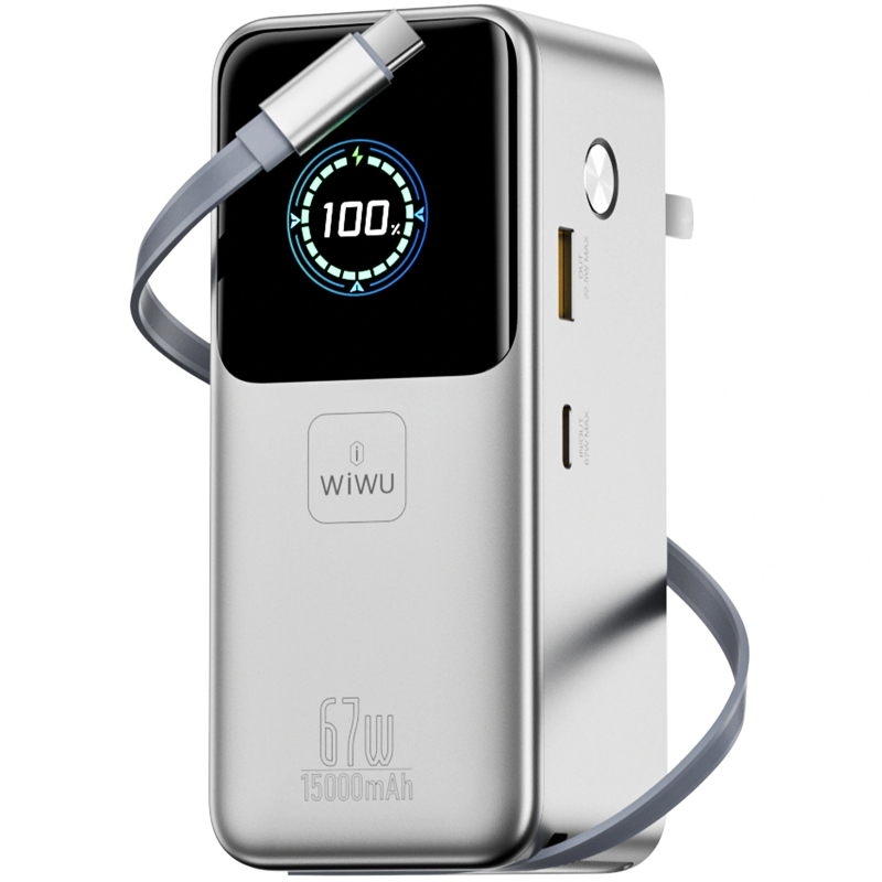 Портативний ЗП Power Bank WIWU PM501 Power Mega PD67W with cable 15000 mAh на малюнкі №1