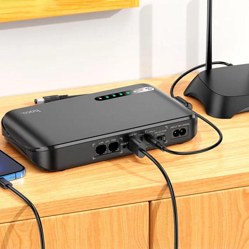 Джерело безперебійного живлення Hoco DB62 Smart Mini UPS для роутерів 5V/9V/12V 20000 mAh на малюнкі №5