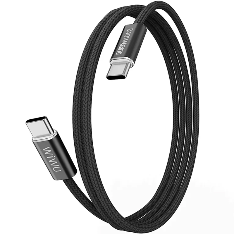 Дата кабель WIWU C101 Essen Type-C to Type-C 240W (1.5m), Black, купити оптом з доставкою