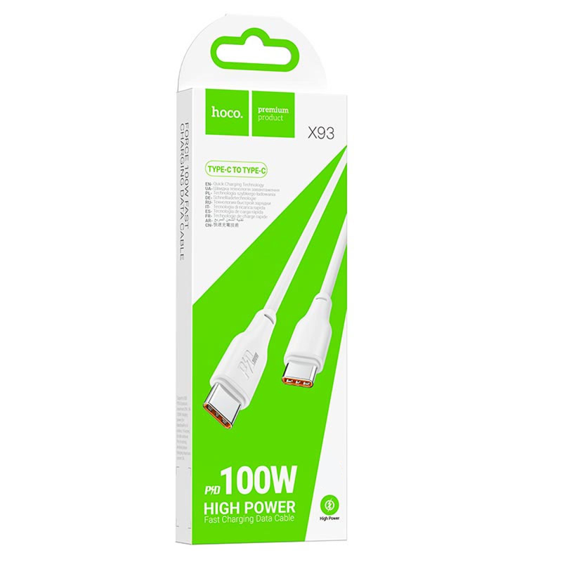 Дата кабель Hoco X93 Force Type-C to Type-C 100W (2m), White 5, купить оптом с доставкой