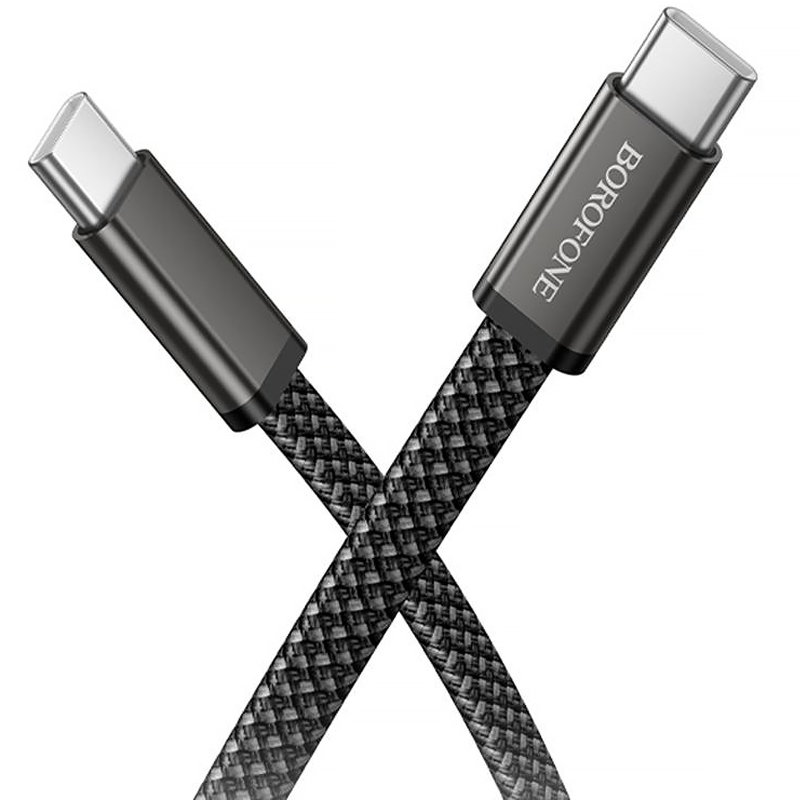 Дата кабель Borofone BX124 Peace Type-C to Type-C 60W (1m), Black 2, купить оптом с доставкой