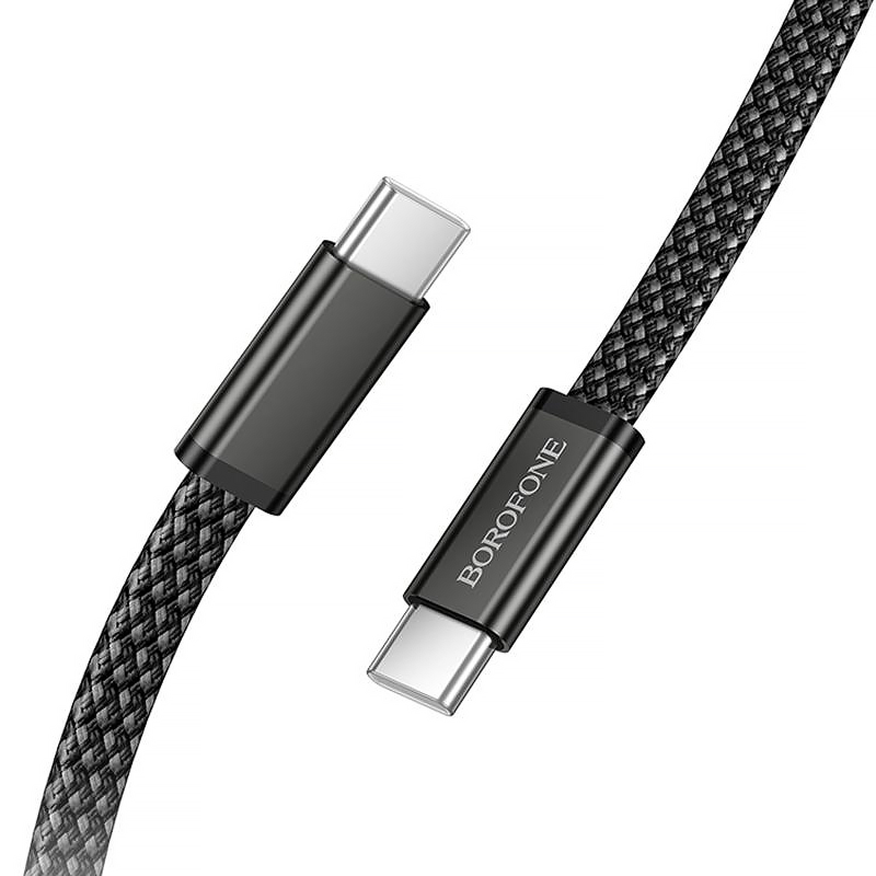 Дата кабель Borofone BX124 Peace Type-C to Type-C 60W (1m), Black 3, купить оптом с доставкой