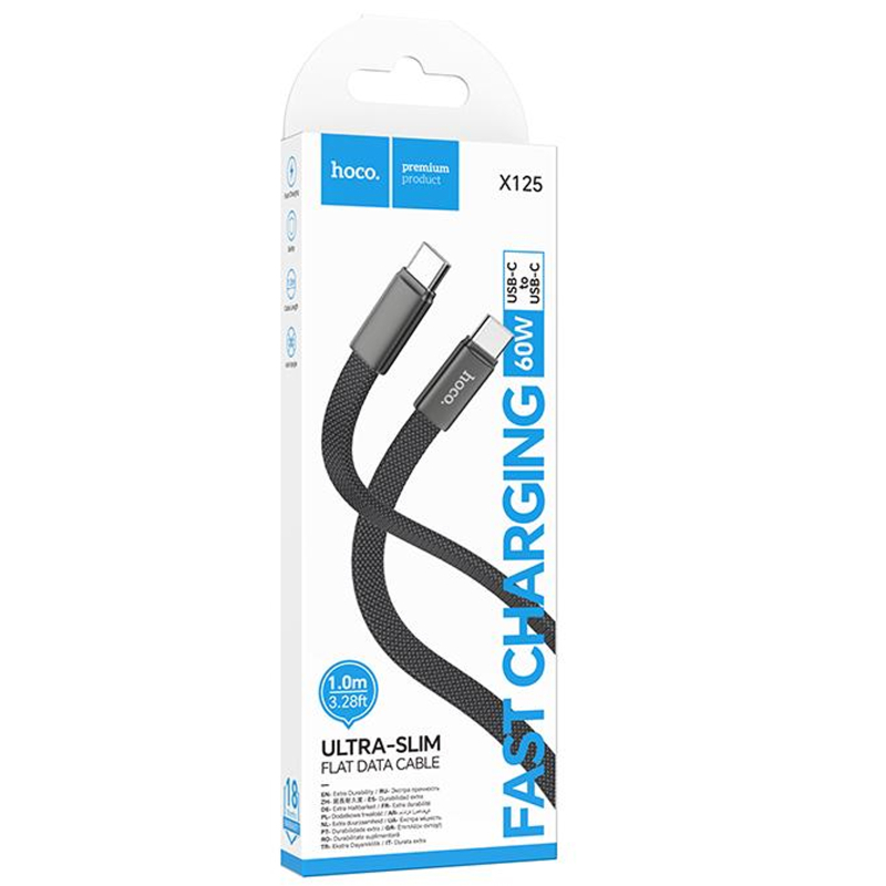 Дата кабель Hoco X125 Exceso Type-C to Type-C 60W (1m) на картинке №2