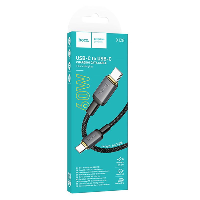 Дата кабель Hoco X128 Benefit Type-C to Type-C 60W (1m) на картинке №2