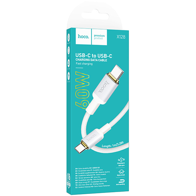 Дата кабель Hoco X128 Benefit Type-C to Type-C 60W (1m) на картинке №2