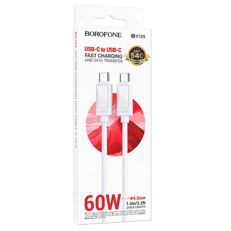 Дата кабель Borofone BX109 Type-C to Type-C 60W (1m) на картинке №2