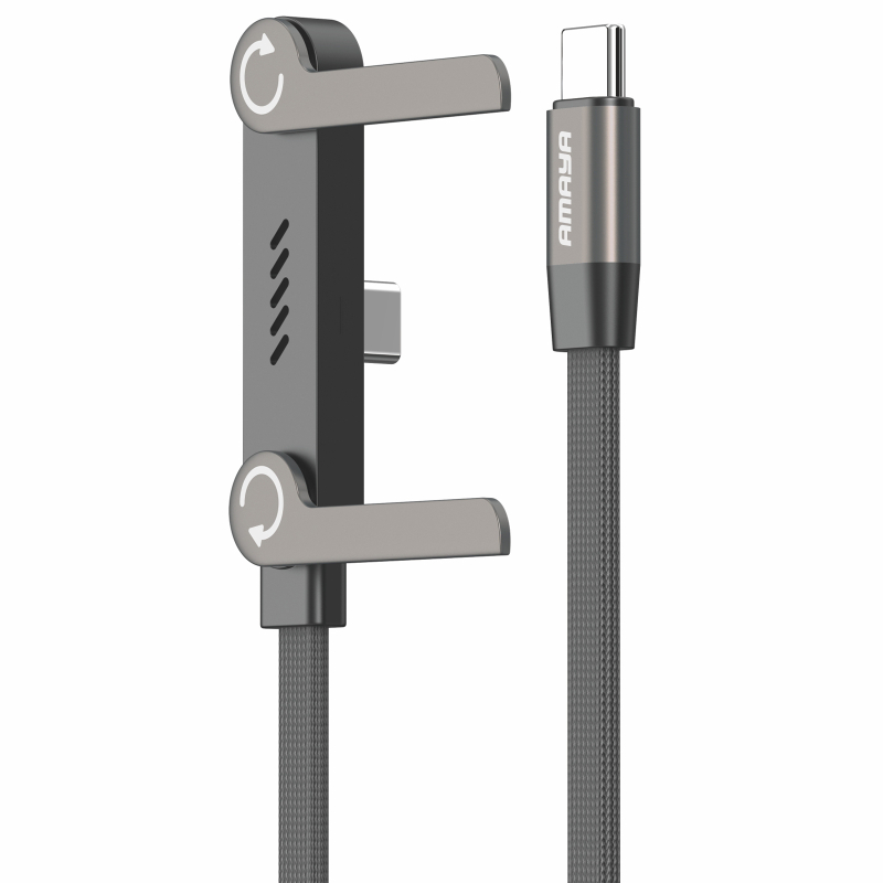 Дата кабель Amaya 327CC side plug and stand Type-C to Type-C 240W (1.5m) на картинке №1