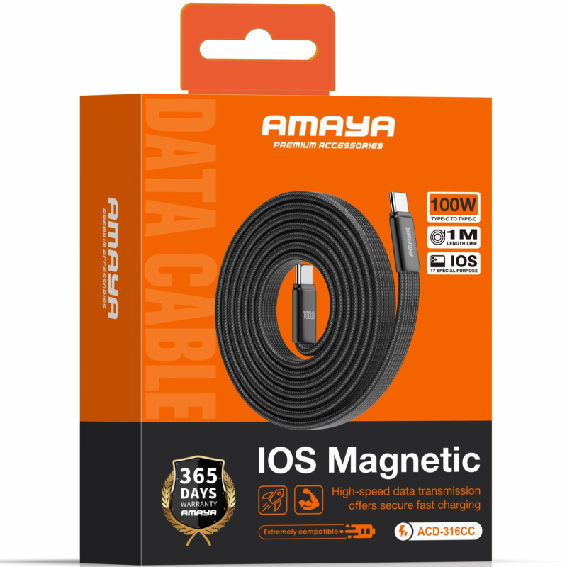 Дата кабель Amaya 316CC Type-C to Type-C 100W (1m) на картинке №2