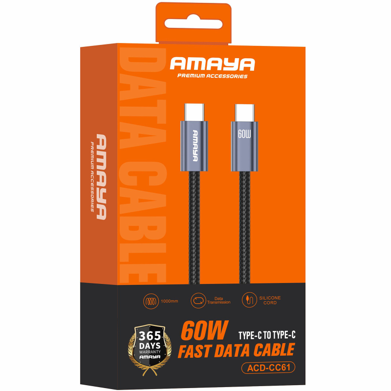 Дата кабель Amaya 61CC Type-C to Type-C 60W (1m) на картинке №2