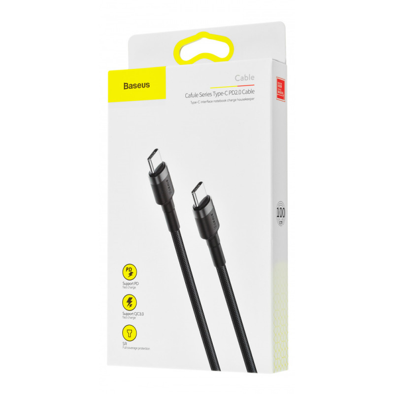 Дата кабель Baseus Cafule Type-C to Type-C Cable PD 2.0 60W (1m) (CATKLF-G) на малюнкі №5